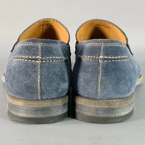 MAGNANNI Size 11 Blue Grey Contrast Stitch Suede Penny Loafers - Picture 3 of 10